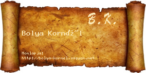 Bolya Kornél névjegykártya
