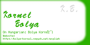 kornel bolya business card